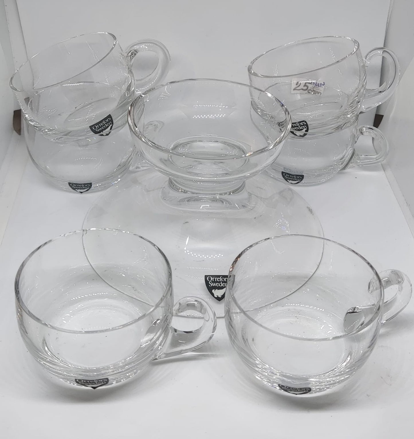 Svečturis un 6 krūzes (Orrefors Sweden)