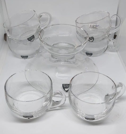 Svečturis un 6 krūzes (Orrefors Sweden)