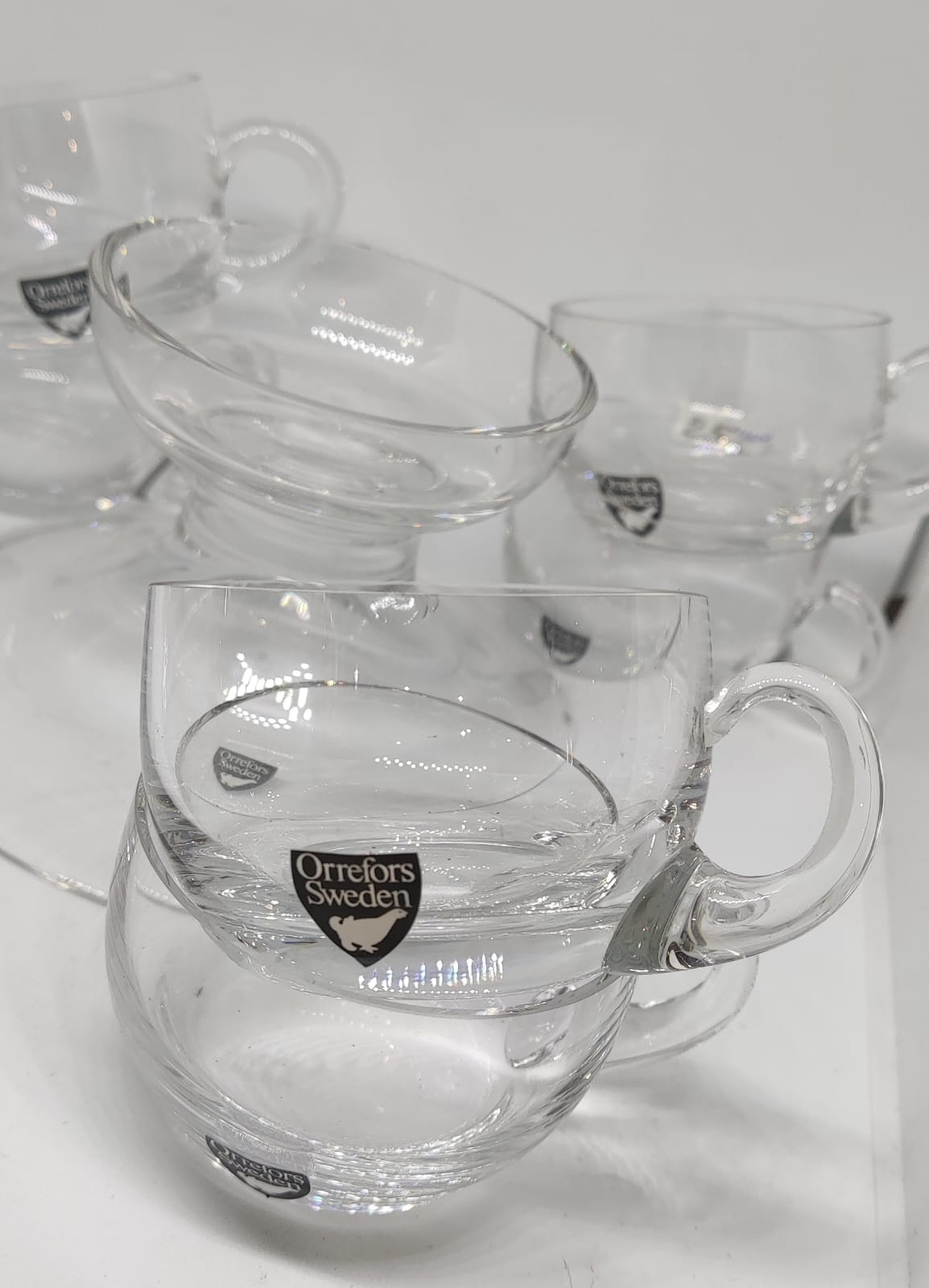 Svečturis un 6 krūzes (Orrefors Sweden)